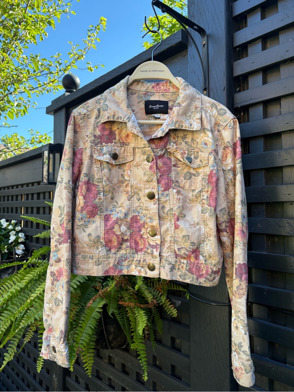 Aventura Floral Denim Jacket - Pink, Beige